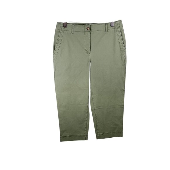 Talbots Petite 14P Green Capri Pants With Pockets & Zipper Closure For Women - Picture 1 of 9